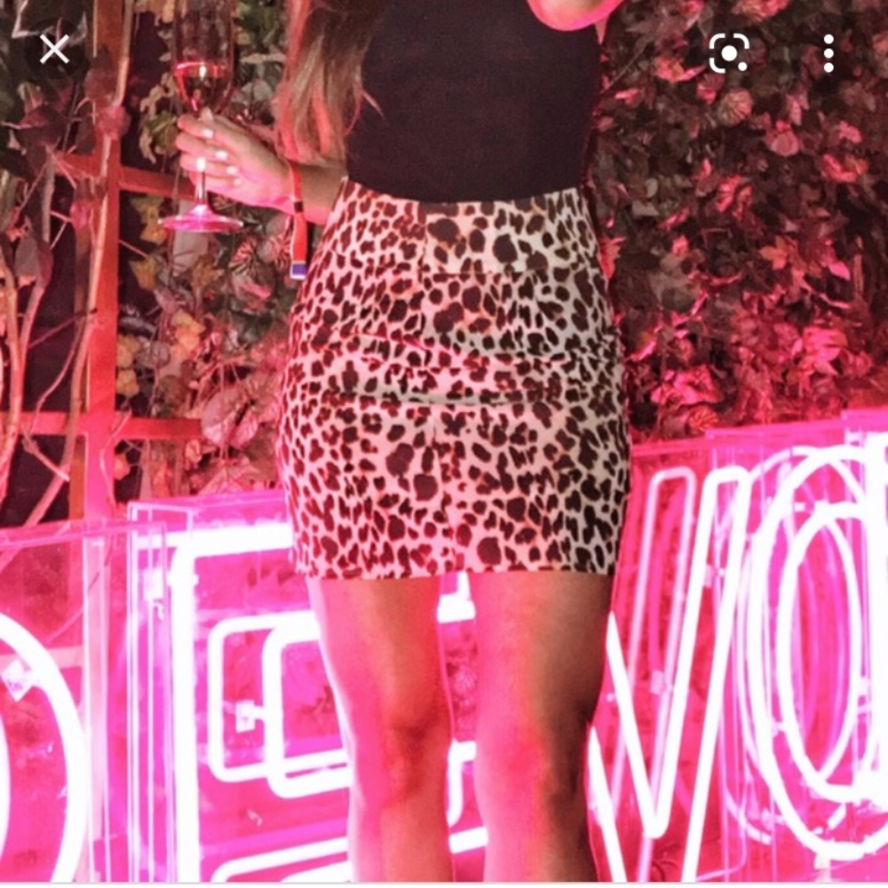 FL&L Revolve high waist Leo leopard print silk skirt S